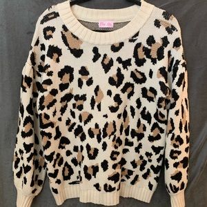 Pink Lily Leopard Print Sweater